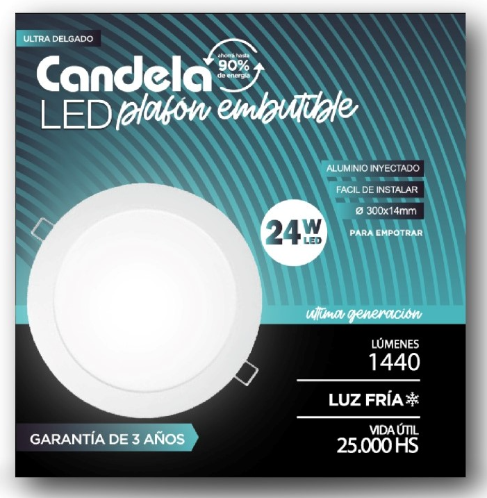 PLAFON LED REDONDO EMBUTIR 24W CANDELA