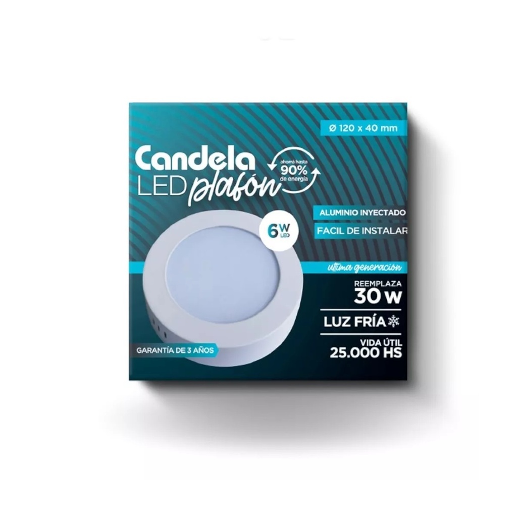 PLAFON LED REDONDO BASE 6W CANDELA