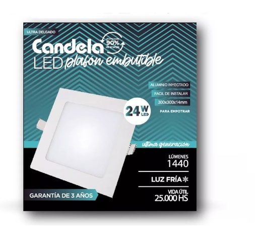 PLAFON LED CUADRADO EMBUTIR 40W CANDELA