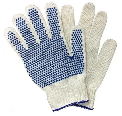 [49001] GUANTE ALGODÓN BLANCO CON MOTA AZUL ROGUANT
