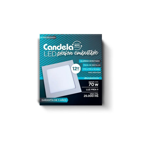 PLAFON LED CUADRADO EMBUTIR 12W CANDELA