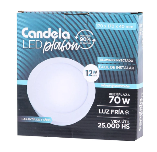 PLAFON LED REDONDO BASE 12W CANDELA