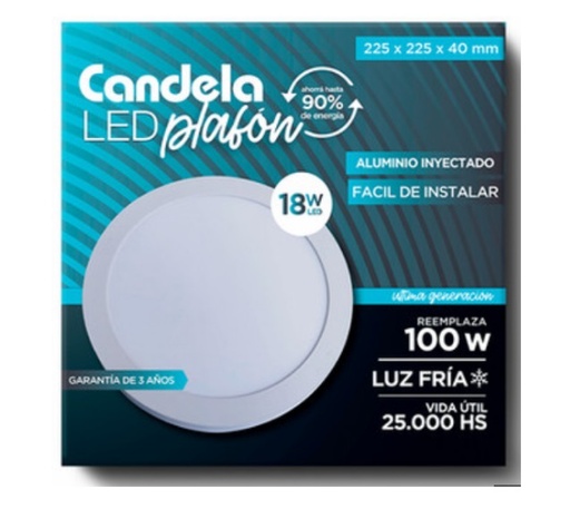 PLAFON LED REDONDO BASE 18W CANDELA