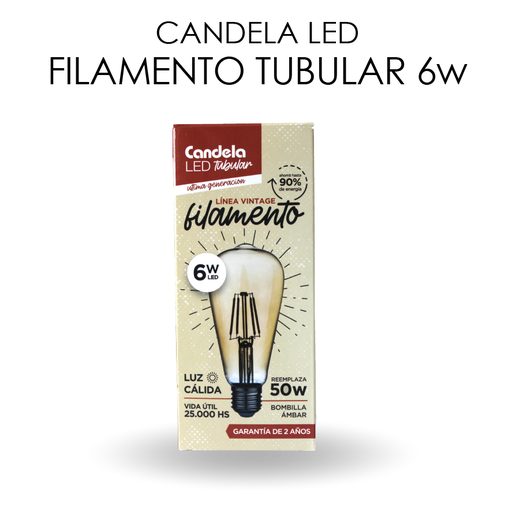 [64046] LED FILAMENTO TUBULAR 6W CANDELA