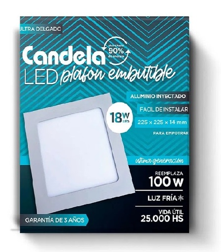 PLAFON CUADRADO BASE 18W CANDELA
