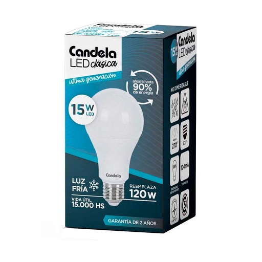 BULBO LED 15W FRIA CANDELA